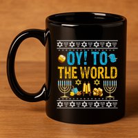 Oy To The World Jewish Gift   11oz C Handle Ceramic Mug