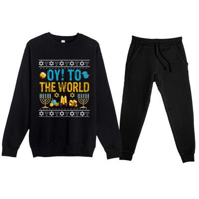 Oy To The World Jewish Gift   Premium Crewneck Sweatsuit Set