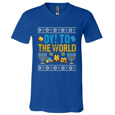 Oy To The World Jewish Gift   V-Neck T-Shirt