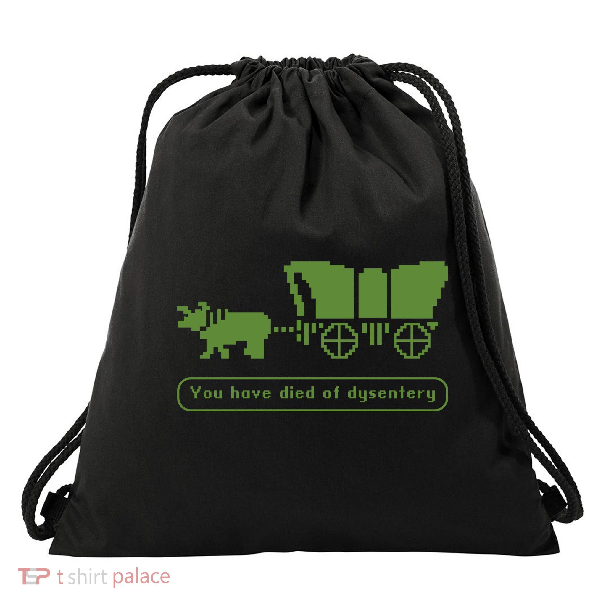 Oregon Trail T Shirt You Have Died Of Dysentery 8Bit Video Game 1865 Drawstring Bag