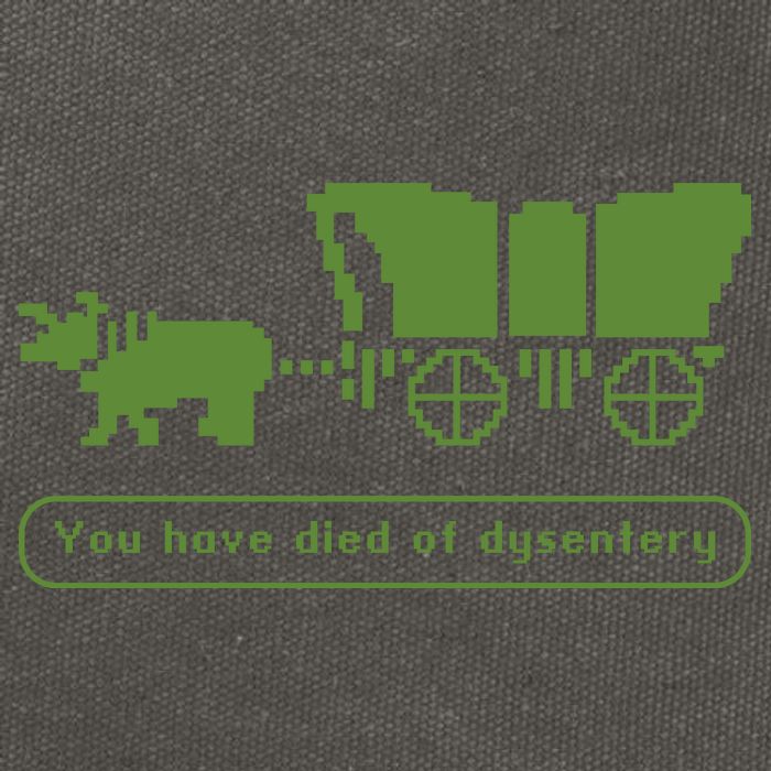Oregon Trail T Shirt You Have Died Of Dysentery 8Bit Video Game 1865 Cotton Canvas Backpack
