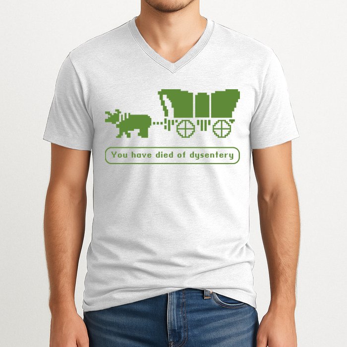 Oregon Trail T Shirt You Have Died Of Dysentery 8Bit Video Game 1865 V-Neck T-Shirt