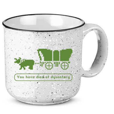 Oregon Trail T Shirt You Have Died Of Dysentery 8Bit Video Game 1865 15oz Campfire Ceramic Mug