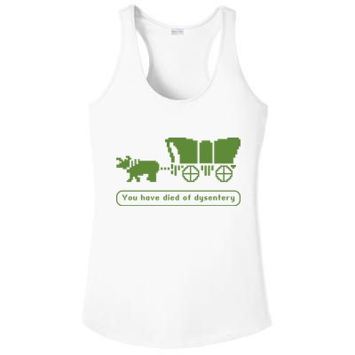 Oregon Trail T Shirt You Have Died Of Dysentery 8Bit Video Game 1865 Ladies PosiCharge Competitor Racerback Tank