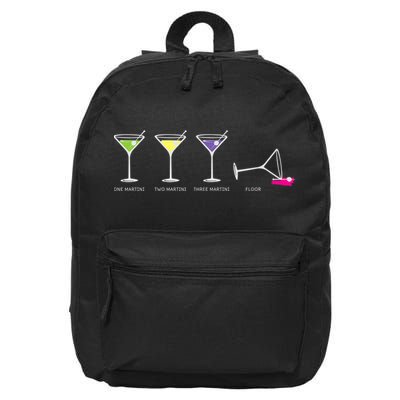 One Two Three Martini Floor For Martini Lovers Cocktail Fans Premium 16 in Basic Backpack