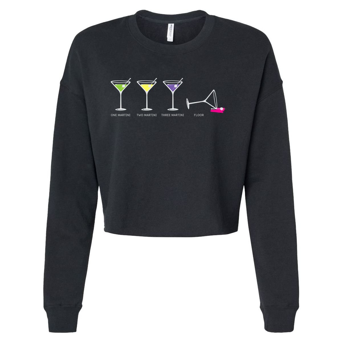 One Two Three Martini Floor For Martini Lovers Cocktail Fans Premium Cropped Pullover Crew