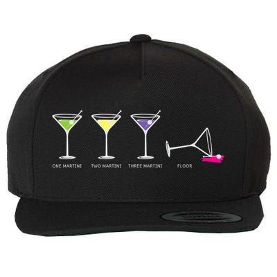 One Two Three Martini Floor For Martini Lovers Cocktail Fans Premium Wool Snapback Cap