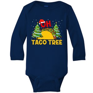 Oh Taco Tree Christmas Cute Xmas Mexican Food Tacos Lover  Baby Long Sleeve Bodysuit