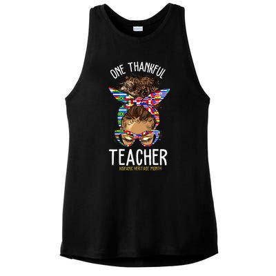 One Thankful Teacher Hispanic Heritage Month Countries Ladies PosiCharge Tri-Blend Wicking Tank