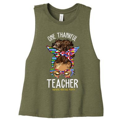 One Thankful Teacher Hispanic Heritage Month Countries Women's Racerback Cropped Tank