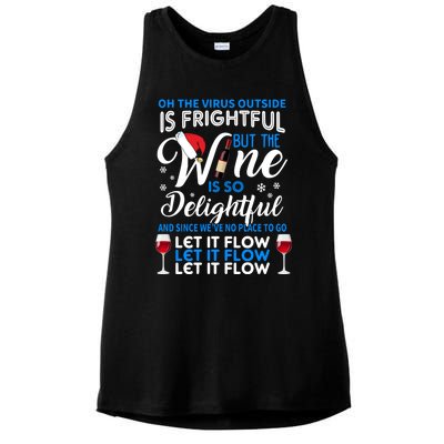 Oh The V Igiftr U S Outside Is Frightful But The Wine Christmas Gift Ladies PosiCharge Tri-Blend Wicking Tank