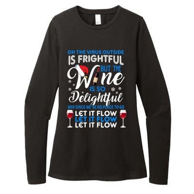 Oh The V Igiftr U S Outside Is Frightful But The Wine Christmas Gift Womens CVC Long Sleeve Shirt