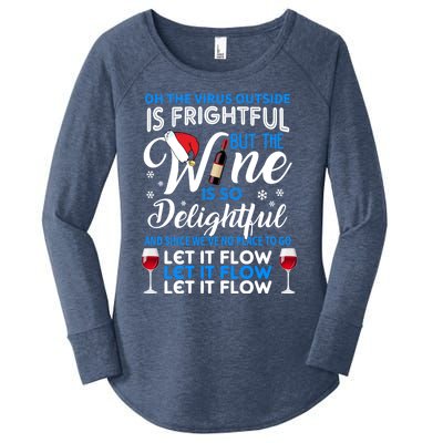 Oh The V Igiftr U S Outside Is Frightful But The Wine Christmas Gift Women's Perfect Tri Tunic Long Sleeve Shirt