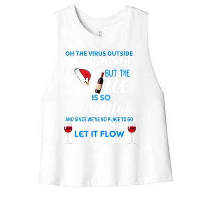 Oh The V Igiftr U S Outside Is Frightful But The Wine Christmas Gift Women's Racerback Cropped Tank