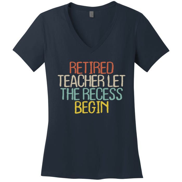 Old Text Vintage Retired Teacher Women's V-Neck T-Shirt