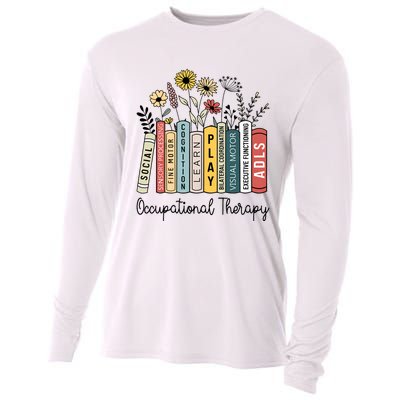 Occupational Therapy Wildflower Book Ot Therapist Assistant Cooling Performance Long Sleeve Crew