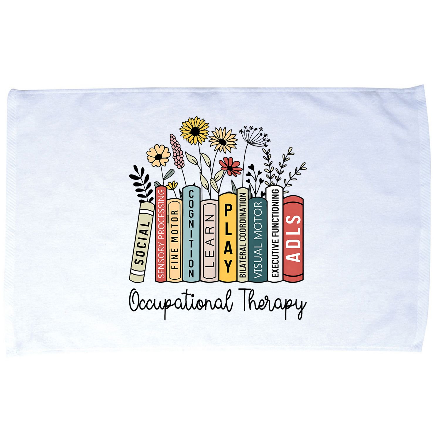 Occupational Therapy Wildflower Book Ot Therapist Assistant Microfiber Hand Towel