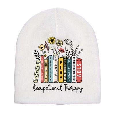 Occupational Therapy Wildflower Book Ot Therapist Assistant Short Acrylic Beanie