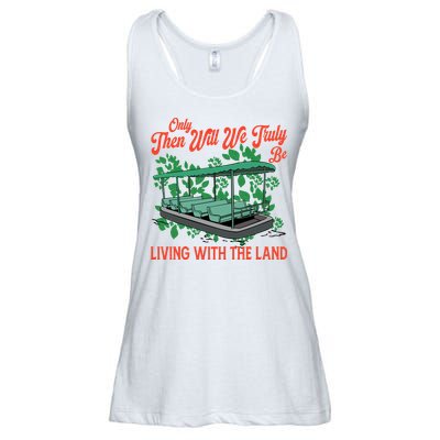 Only Then Will We Truly Be Living With Funny The Land Vintage Theme Park Ladies Essential Flowy Tank