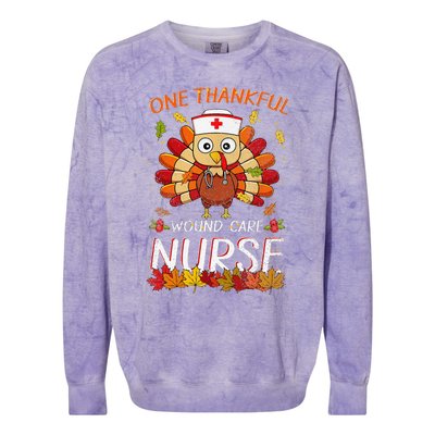 One Thankful Wound Care Nurse Turkey Fall Thanksgiving Nurse Colorblast Crewneck Sweatshirt