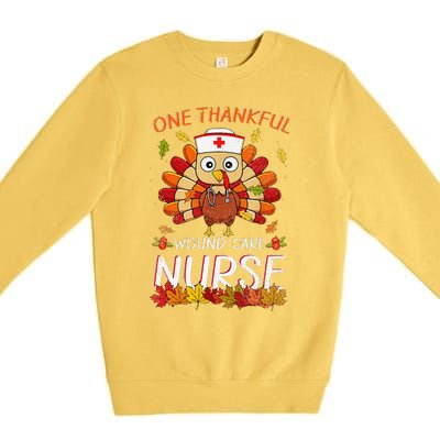 One Thankful Wound Care Nurse Turkey Fall Thanksgiving Nurse Premium Crewneck Sweatshirt