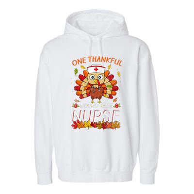 One Thankful Wound Care Nurse Turkey Fall Thanksgiving Nurse Garment-Dyed Fleece Hoodie