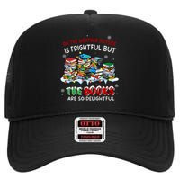 Oh The Weather Outside The Books Are So Delightful Christmas Lights High Crown Mesh Back Trucker Hat