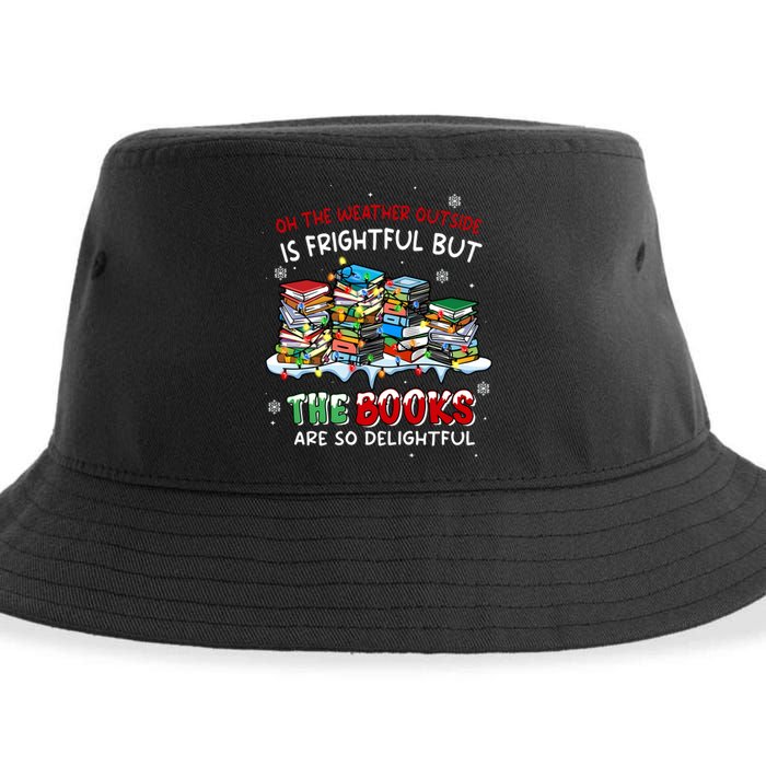 Oh The Weather Outside The Books Are So Delightful Christmas Lights Sustainable Bucket Hat