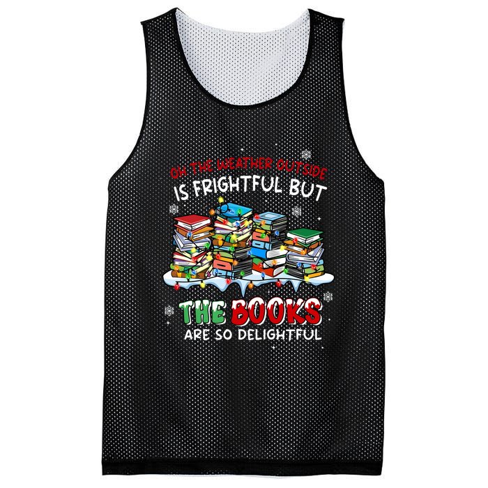 Oh The Weather Outside The Books Are So Delightful Christmas Lights Mesh Reversible Basketball Jersey Tank