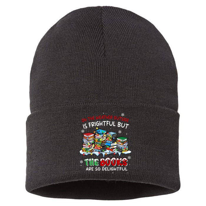 Oh The Weather Outside The Books Are So Delightful Christmas Lights Sustainable Knit Beanie