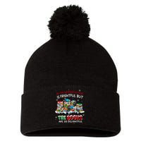 Oh The Weather Outside The Books Are So Delightful Christmas Lights Pom Pom 12in Knit Beanie