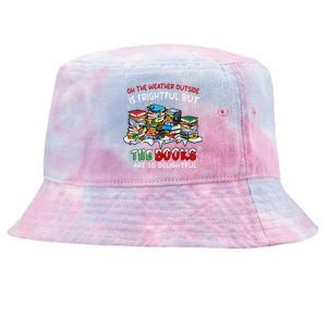 Oh The Weather Outside The Books Are So Delightful Christmas Lights Tie-Dyed Bucket Hat