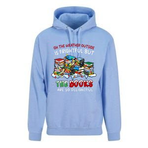 Oh The Weather Outside The Books Are So Delightful Christmas Lights Unisex Surf Hoodie