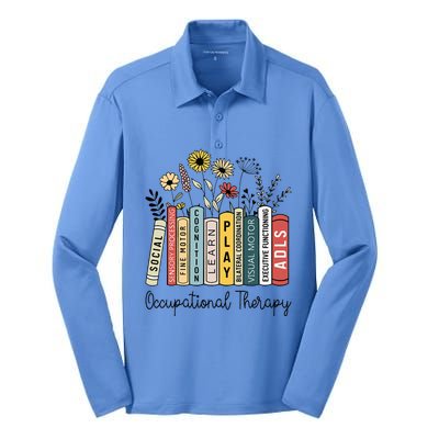 Occupational Therapy Wildflower Book Ot Therapist Assistant Silk Touch Performance Long Sleeve Polo