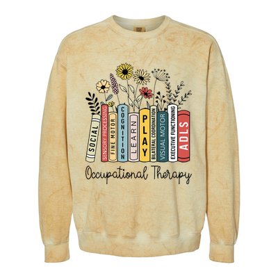 Occupational Therapy Wildflower Book Ot Therapist Assistant Colorblast Crewneck Sweatshirt