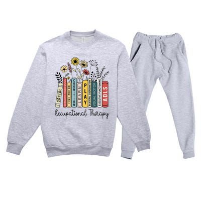 Occupational Therapy Wildflower Book Ot Therapist Assistant Premium Crewneck Sweatsuit Set