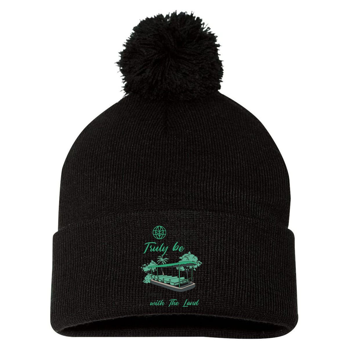 Only Then Will We Truly Be Living With The Land Funny Design Pom Pom 12in Knit Beanie
