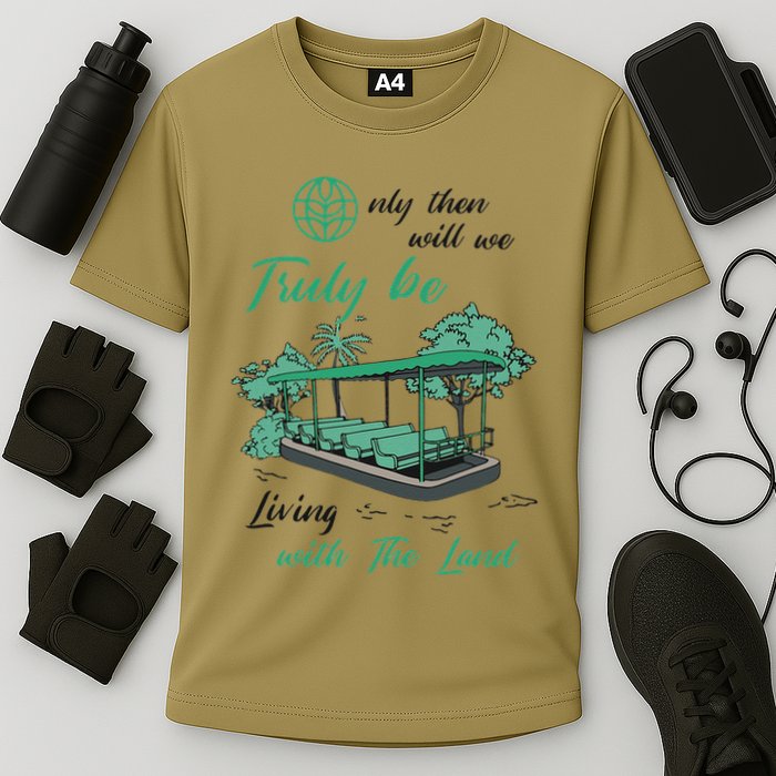 Only Then Will We Truly Be Living With The Land Funny Design Cooling Performance Crew T-Shirt