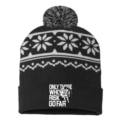 Only Those Who Risk Go Far Astronaut USA-Made Snowflake Beanie