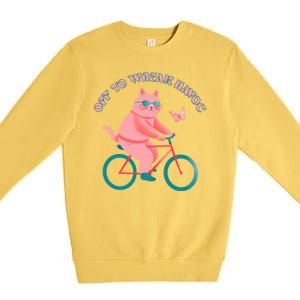 Off To Wreak Havoc Funny Cat Premium Crewneck Sweatshirt