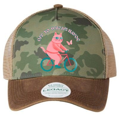 Off To Wreak Havoc Funny Cat Legacy Tie Dye Trucker Hat
