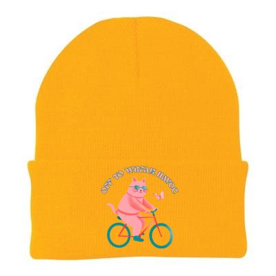 Off To Wreak Havoc Funny Cat Knit Cap Winter Beanie