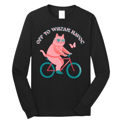Off To Wreak Havoc Funny Cat Long Sleeve Shirt