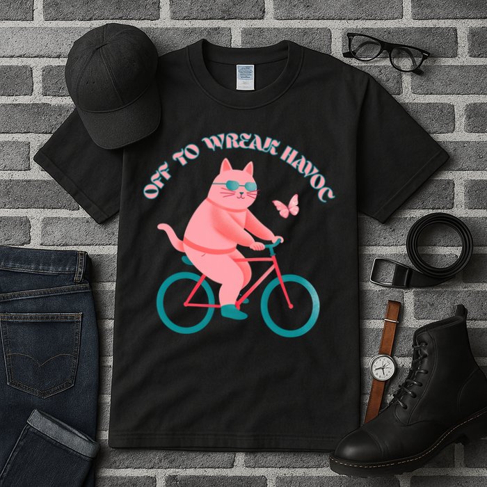Off To Wreak Havoc Funny Cat Tall T-Shirt
