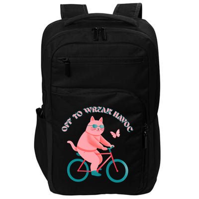 Off To Wreak Havoc Funny Cat Impact Tech Backpack