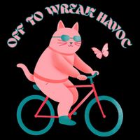 Off To Wreak Havoc Funny Cat Drawstring Bag