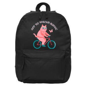 Off To Wreak Havoc Funny Cat 16 in Basic Backpack