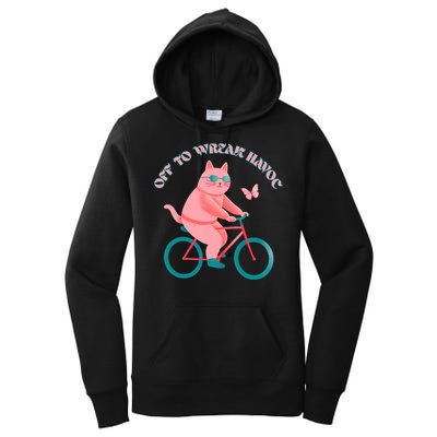 Off To Wreak Havoc Funny Cat Women's Pullover Hoodie