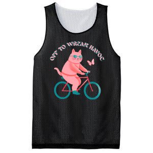 Off To Wreak Havoc Funny Cat Mesh Reversible Basketball Jersey Tank