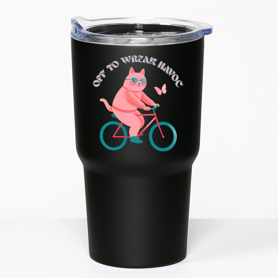 Off To Wreak Havoc Funny Cat Tumbler
